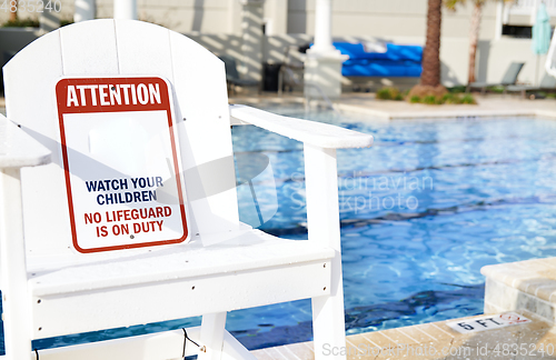 Image of Safety Information Sign in the outdoors swimming pool