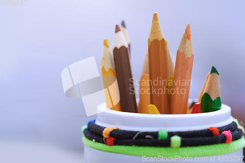 Image of Color pencils in the plastic jar