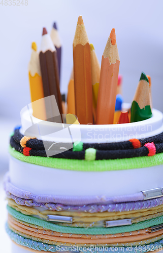 Image of Color pencils in the plastic jar