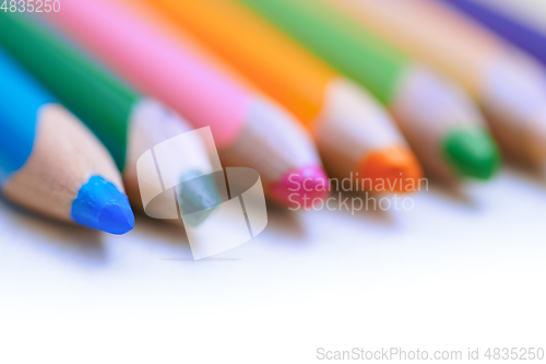 Image of Colorful pencils in a row