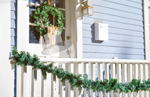 Image of House decorated with Christmas ornament