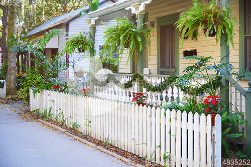 Image of House decorated with Christmas ornament