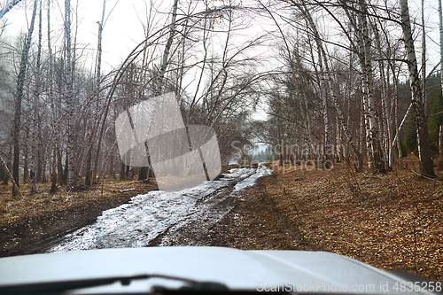 Image of Road trip through the nature of USA Car point of view