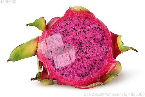 Image of Dragon fruit half front view isolated on white