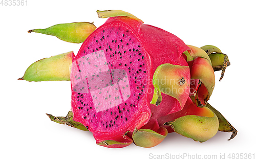 Image of Dragon fruit half rotated isolated on white