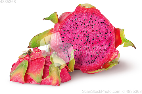 Image of Dragon fruit two pieces isolated on white