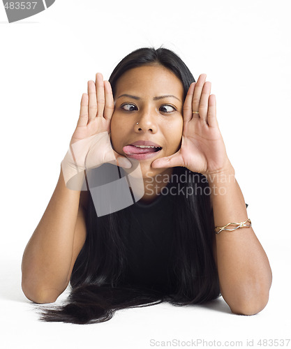 Image of young asian woman framed face