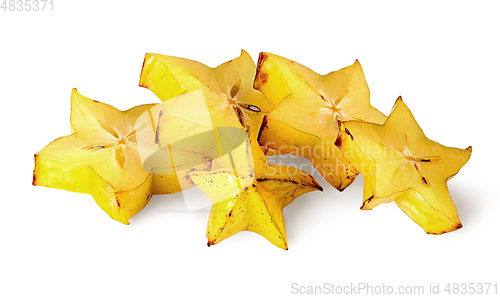 Image of Five slices of carom isolated on white