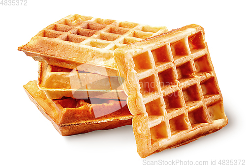 Image of Four crispy fried french waffles isolated on white