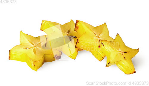 Image of Four slices of carom isolated on white