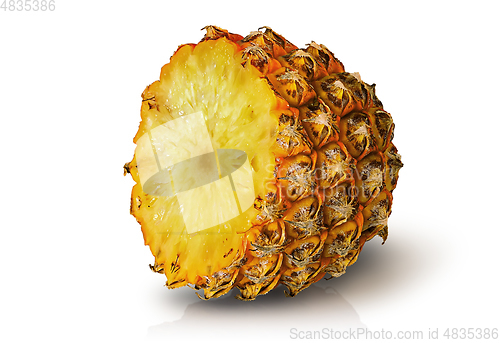 Image of Half of pineapple rotated isolated on white