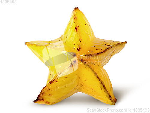 Image of Ripe starfruit front view isolated on white