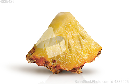 Image of Single pineapple slice rotated isolated on white