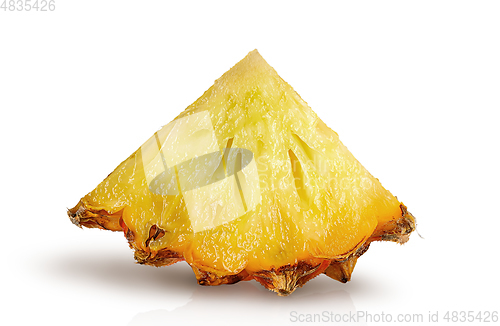 Image of Single pineapple slice isolated on a white