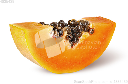Image of Small piece of ripe papaya rotated isolated on white
