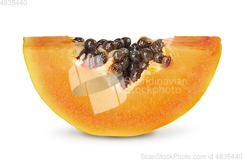 Image of Small piece of ripe papaya isolated on white
