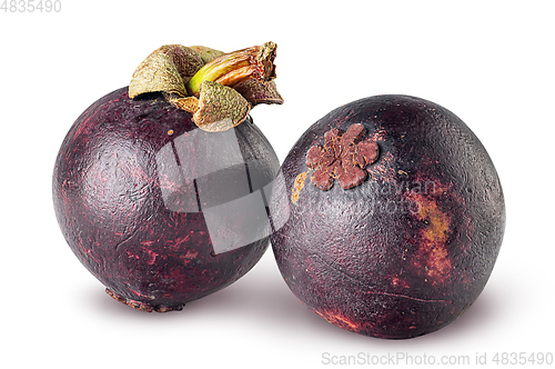 Image of Two ripe mangosteen isolated on a white