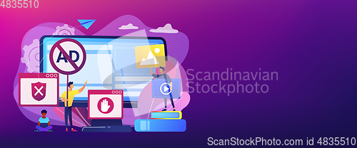 Image of Ad blocking software concept banner header.