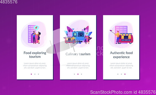 Image of Culinary tourism app interface template.