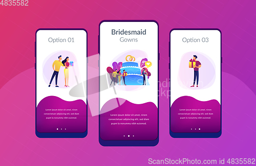 Image of Wedding party app interface template.