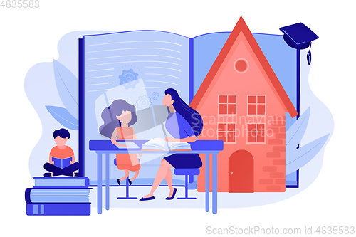 Image of Home schooling concept vector illustration.