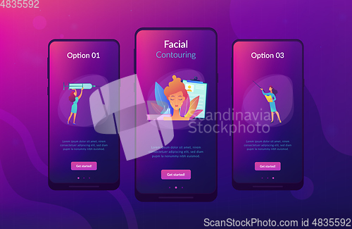 Image of Facial contouring app interface template.