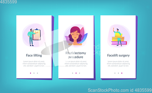 Image of Face lifting app interface template.