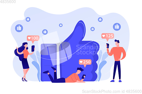 Image of Likes addiction concept vector illustration.
