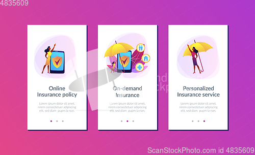 Image of On-demand insurance app interface template.