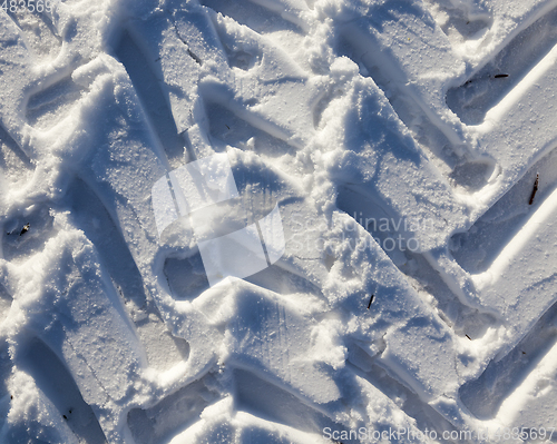 Image of Traces of the car on the snow