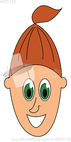 Image of Smiling girl with ponytail and green eyes illustration vector on