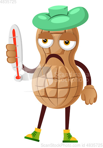 Image of Peanut feeling sick, illustration, vector on white background.