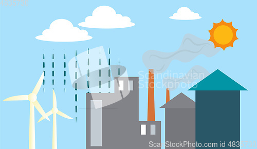 Image of Different renewable energy sources illustration vector on white 