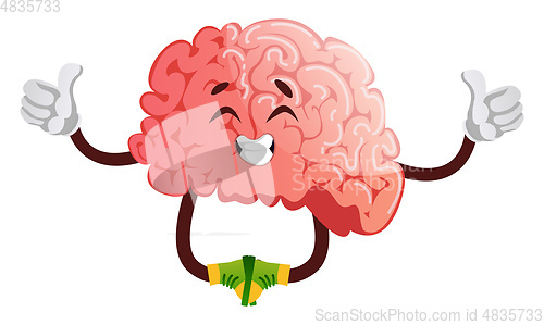 Image of Brain is meditating, illustration, vector on white background.