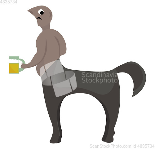 Image of Centaur holding a jar expresses sadness vector or color illustra