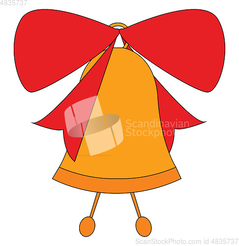 Image of Bell with red ribbon illustration vector on white background 