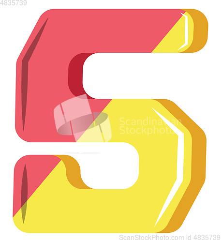 Image of Number five in pink and yellow illustration vector on white back
