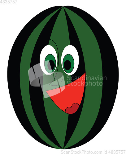 Image of A delicious sweet watermelon vector or color illustration