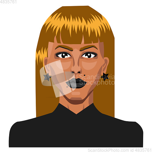 Image of Blonde girl wearing earings illustration vector on white backgro