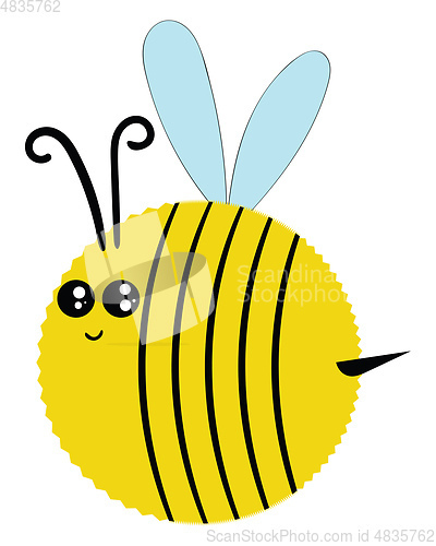 Image of Drawing of a big chubby bee vector or color illustration