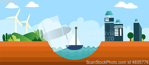 Image of Different types of renewable energy sources illustration vector 