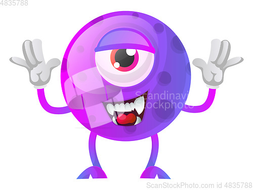 Image of Purple monster posing for a photo illustration vector on white b