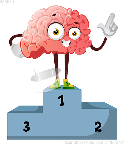 Image of Brain wins a competition, illustration, vector on white backgrou