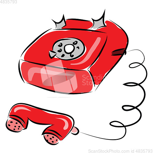 Image of Old red phone illustration vector on white background 