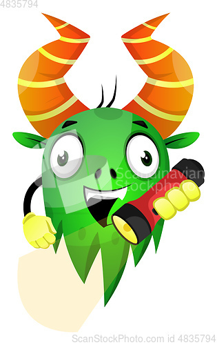 Image of Monster with flashlight, illustration, vector on white backgroun