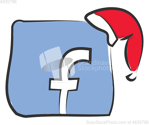 Image of Facebook logo with hat vector or color illustration