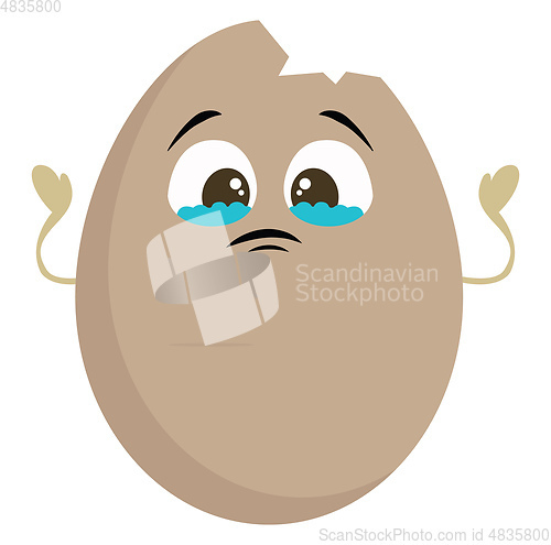 Image of A broken sad egg vector or color illustration