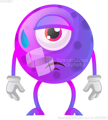 Image of Tired one eyed monster illustration vector on white background