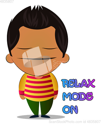 Image of Boy is feeling relaxed, illustration, vector on white background