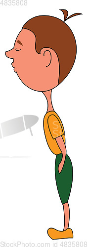 Image of A boy character with eyes closed vector or color illustration